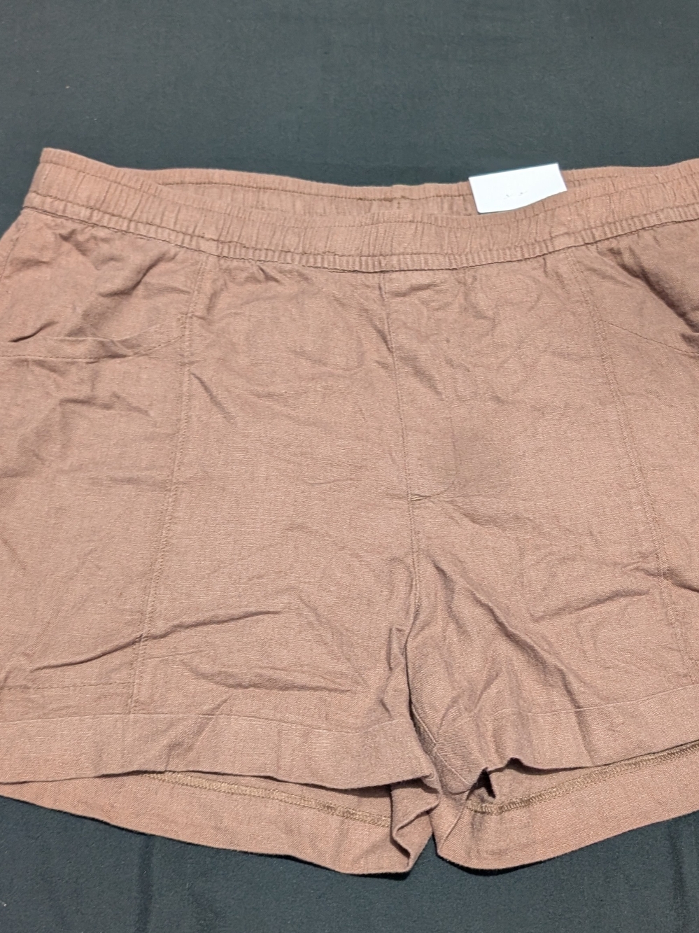 Old Navy HR Linen Short High Rise Brown L Elastic Drawstring Waist Pockets